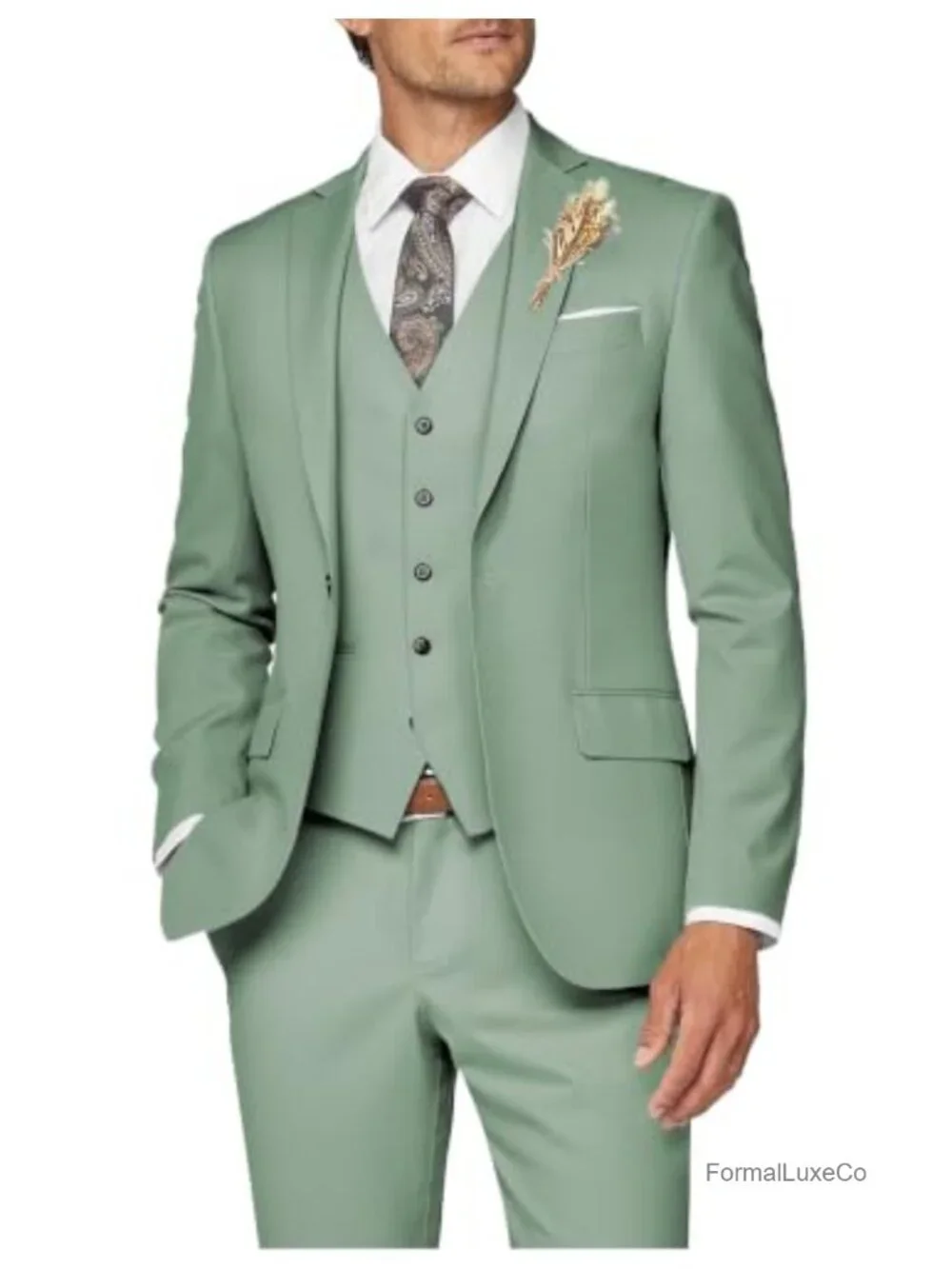 Men's 3 Piece Slim Fit Suit Set - Formal Business Wedding Tuxedo
